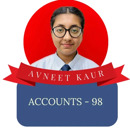 A Class XII stream topper at I Quest Classes, with their stream and marks printed on the card.
