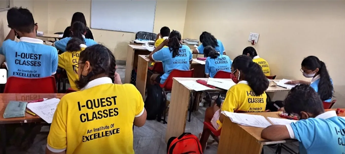 Students at their desks during a timed test.